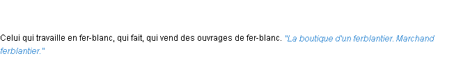 Définition ferblantier ACAD 1835
