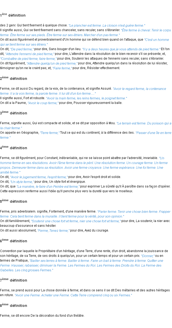 Définition ferme ACAD 1798