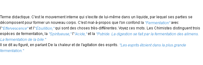 Définition fermentation ACAD 1798