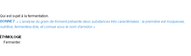 Définition fermentescible Emile Littré