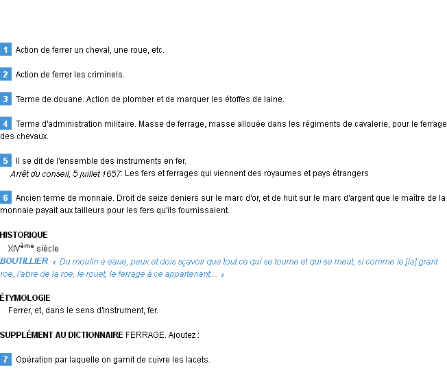Définition ferrage Emile Littré