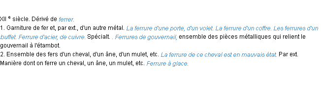 Définition ferrure ACAD 1986