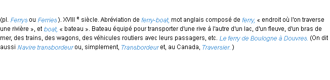 Définition ferry ACAD 1986