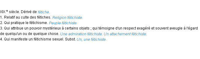 Définition fétichiste ACAD 1986