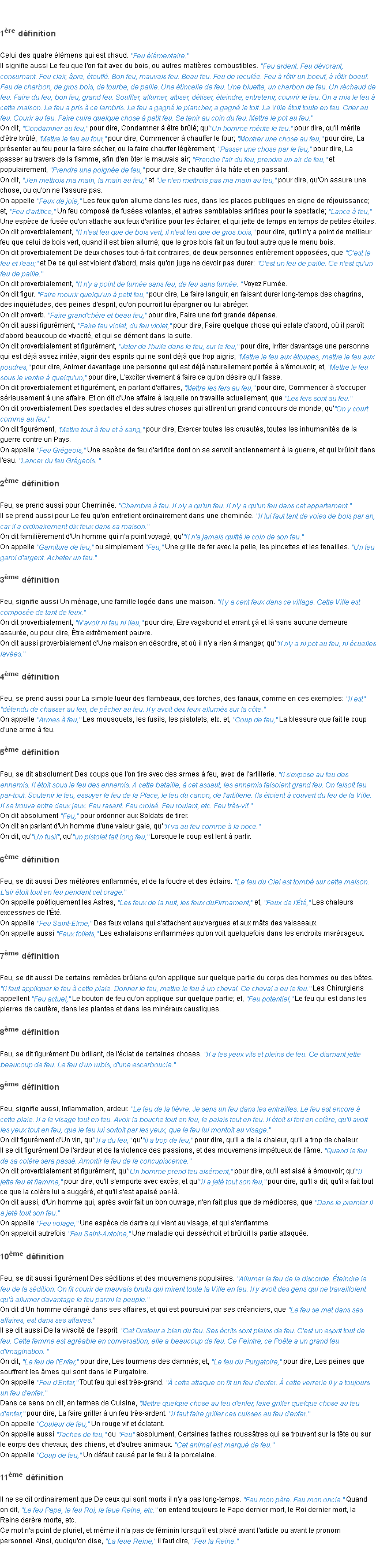 Définition feu ACAD 1798