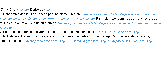 Définition feuillage ACAD 1986