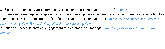 Définition fiançailles ACAD 1986