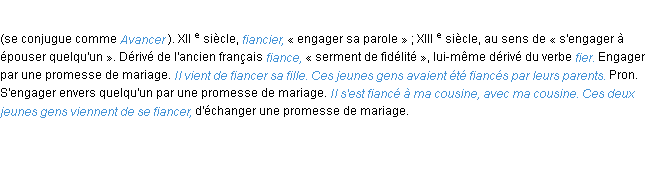 Définition fiancer ACAD 1986