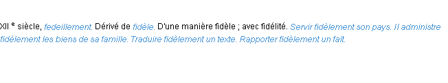 Définition fidèlement ACAD 1986