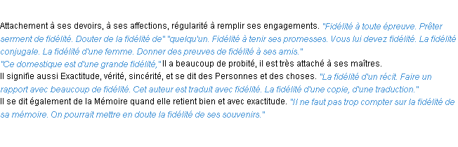 Définition fidélité ACAD 1932