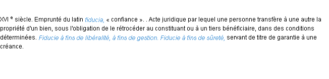 Définition fiducie ACAD 1986