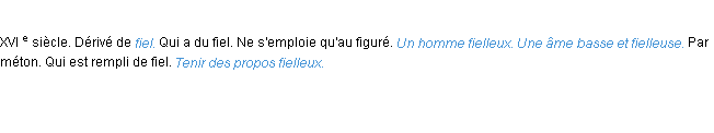 Définition fielleux ACAD 1986