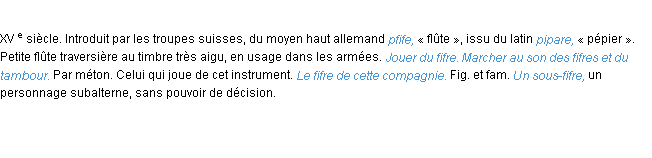 Définition fifre ACAD 1986