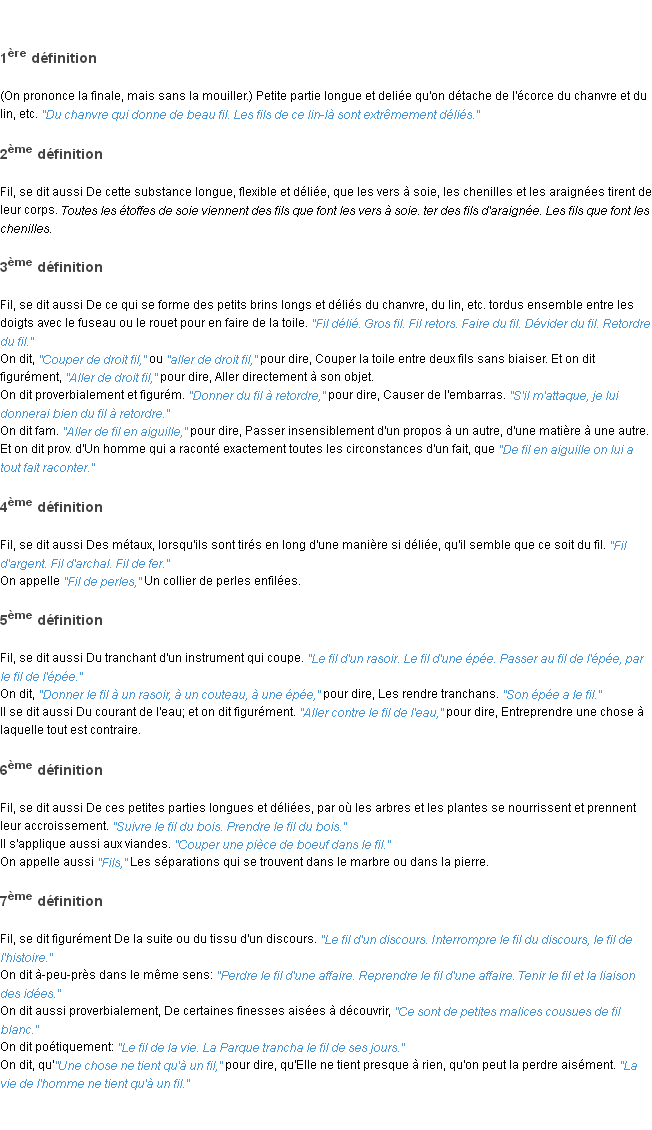 Définition fil ACAD 1798