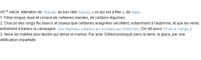 Définition filandre ACAD 1986