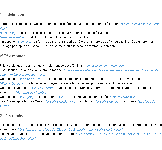 Définition fille ACAD 1798
