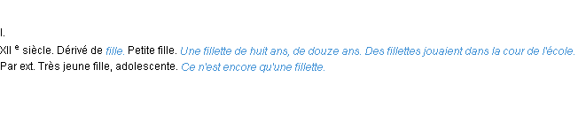 Définition fillette ACAD 1986