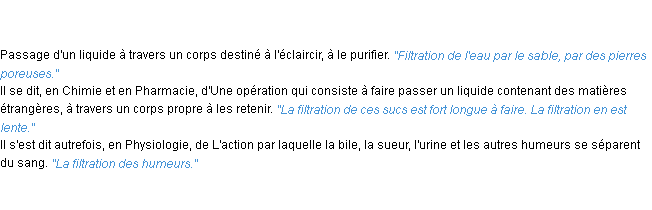 Définition filtration ACAD 1835