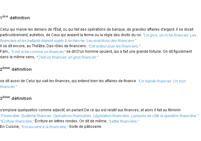 Définition financier ACAD 1835