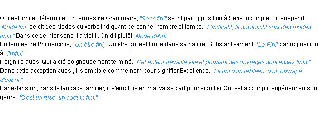 Définition fini ACAD 1932