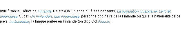 Définition finlandais ACAD 1986