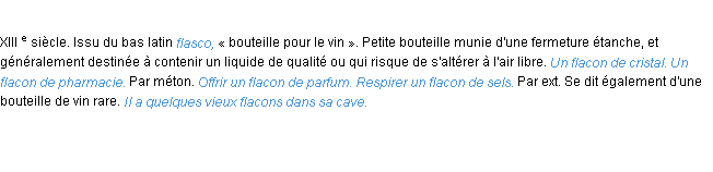 Définition flacon ACAD 1986