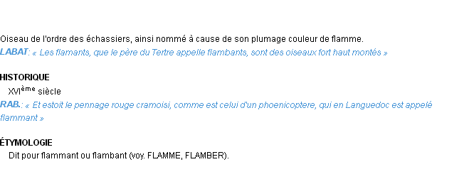 Définition flamant Emile Littré