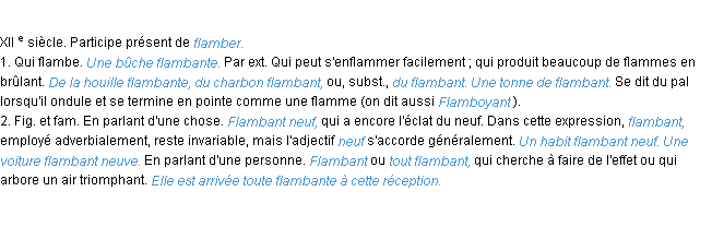 Définition flambant ACAD 1986