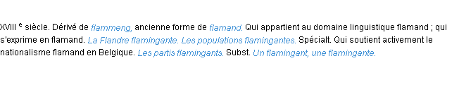 Définition flamingant ACAD 1986