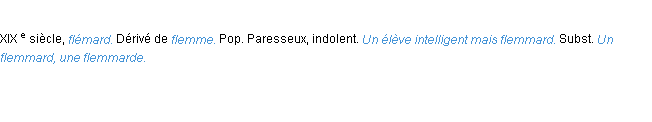 Définition flemmard ACAD 1986
