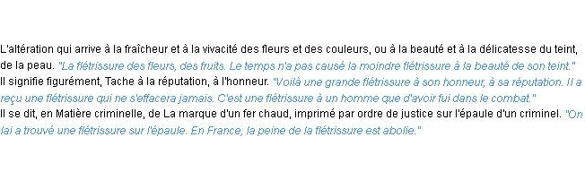 Définition flétrissure ACAD 1835 Définition flétrissure ACAD 1835