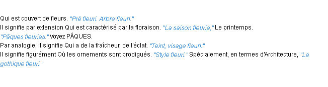 Définition fleuri ACAD 1932