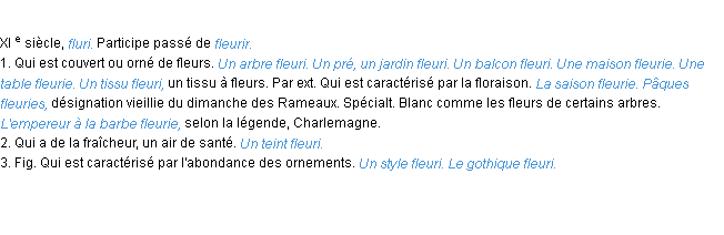 Définition fleuri ACAD 1986