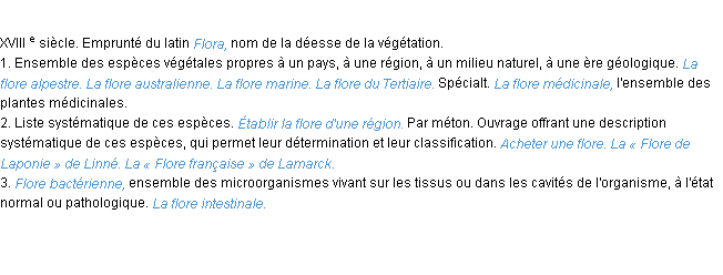 Définition flore ACAD 1986