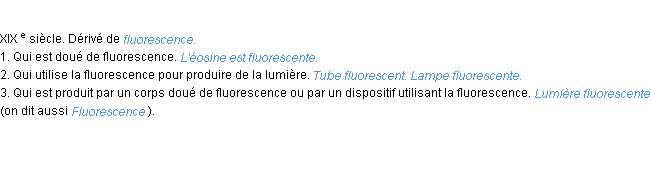 Définition fluorescent ACAD 1986