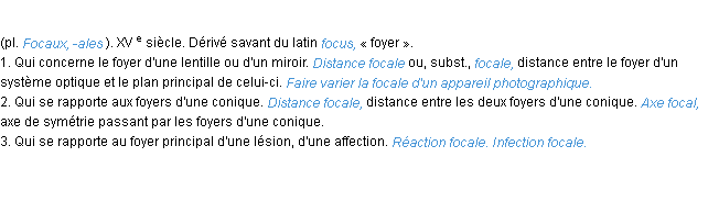 Définition focal ACAD 1986