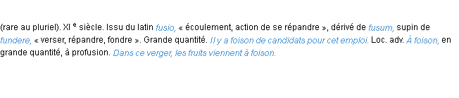 Définition foison ACAD 1986