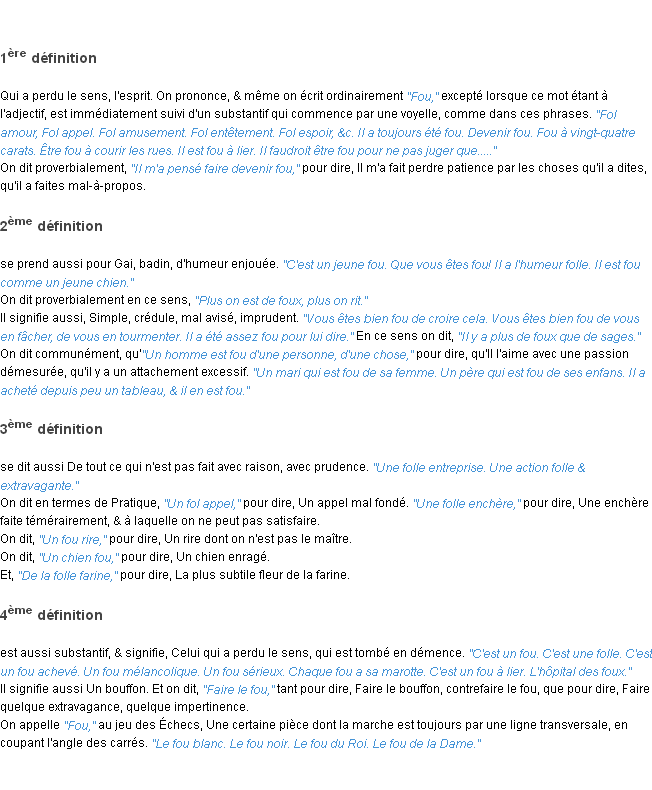 Définition fol ACAD 1762