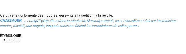 Définition fomentateur Emile Littré