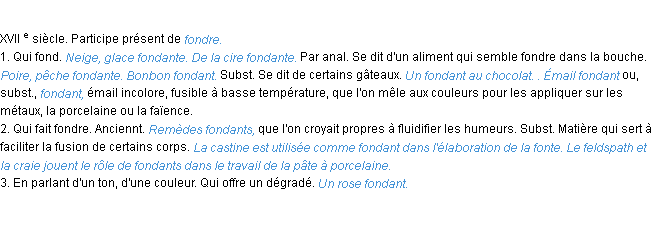 Définition fondant ACAD 1986