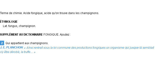 Définition fongique Emile Littré