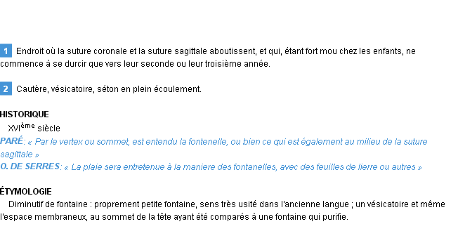 Définition fontanelle Emile Littré