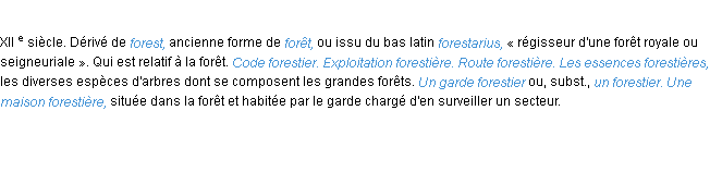 Définition forestier ACAD 1986