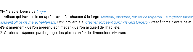 Définition forgeron ACAD 1986