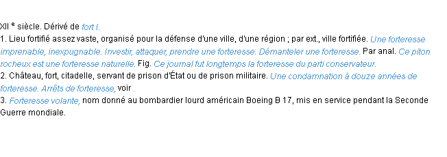 Définition forteresse ACAD 1986