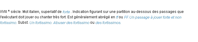 Définition fortissimo ACAD 1986