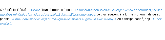 Définition fossiliser ACAD 1986