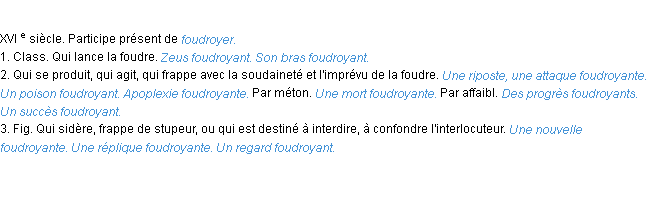 Définition foudroyant ACAD 1986