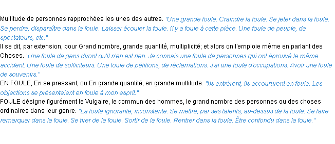 Définition foule ACAD 1932