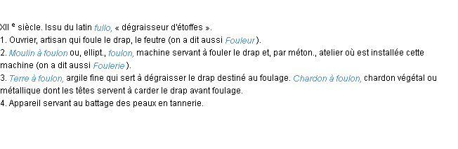 Définition foulon ACAD 1986